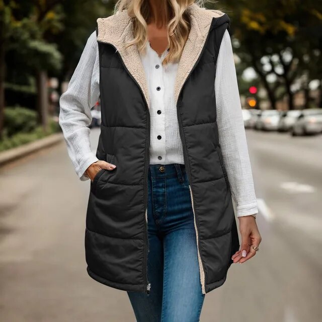 WW | Damen Weste mit Fleece und Kapuze