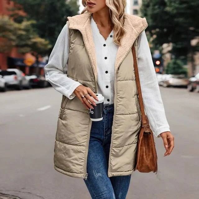 WW | Damen Weste mit Fleece und Kapuze