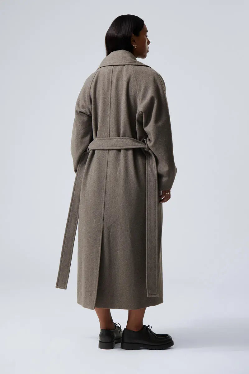 WW | Damen Lange Oversized Wolljacke mit Breitem Revers und Minimalistischem Design