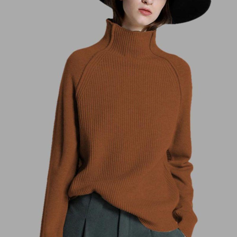 WW | Rollkragenpullover Weiche Wolle Lockere Passform Lange Ärmel