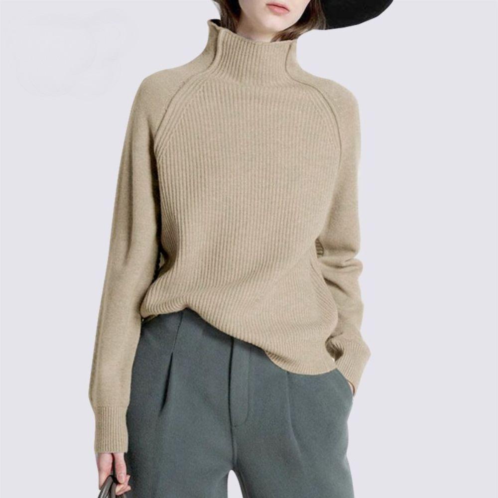 WW | Rollkragenpullover Weiche Wolle Lockere Passform Lange Ärmel
