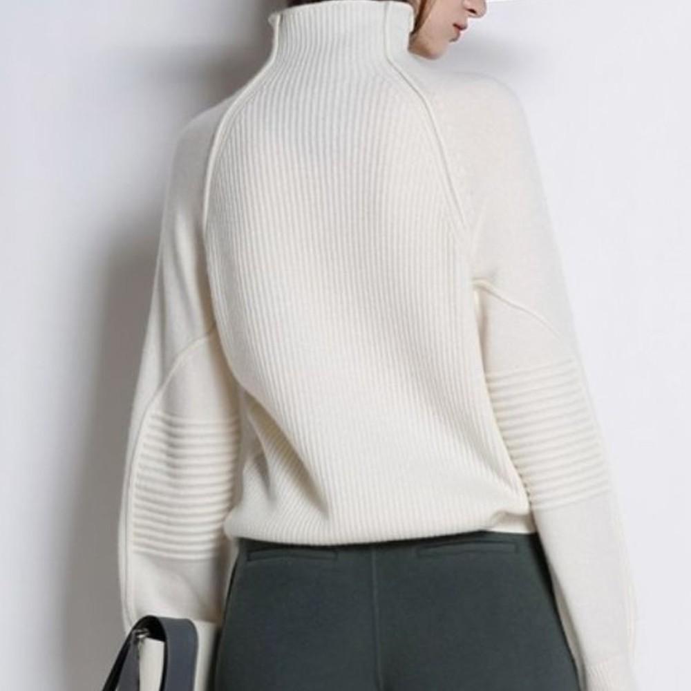 WW | Rollkragenpullover Weiche Wolle Lockere Passform Lange Ärmel
