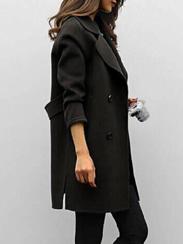 WW | Elegant Black Trench Coat for Women - Timeless Winter Style