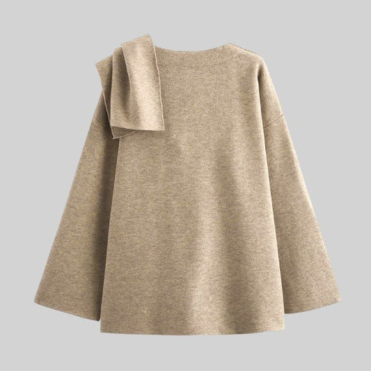 WW | Asymmetric Knit Poncho - Elegant Layering Piece - Soft Wool Blend - Cozy Chic
