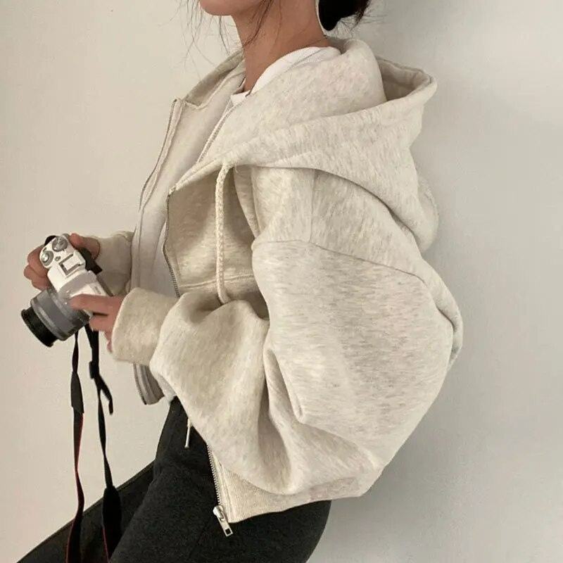 WW | Übergrößer Hoodie mit Reißverschluss für Frauen