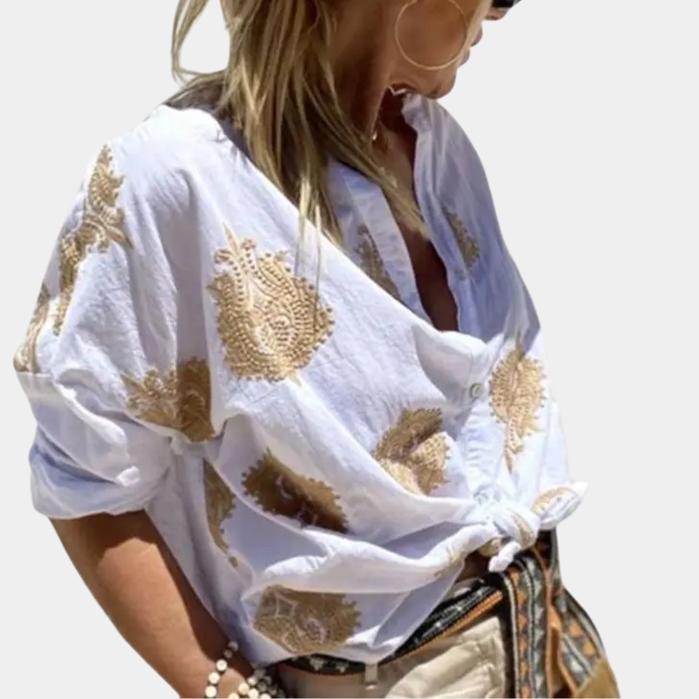 WW | Embroidered Boho Chic Cotton Blouse for Women
