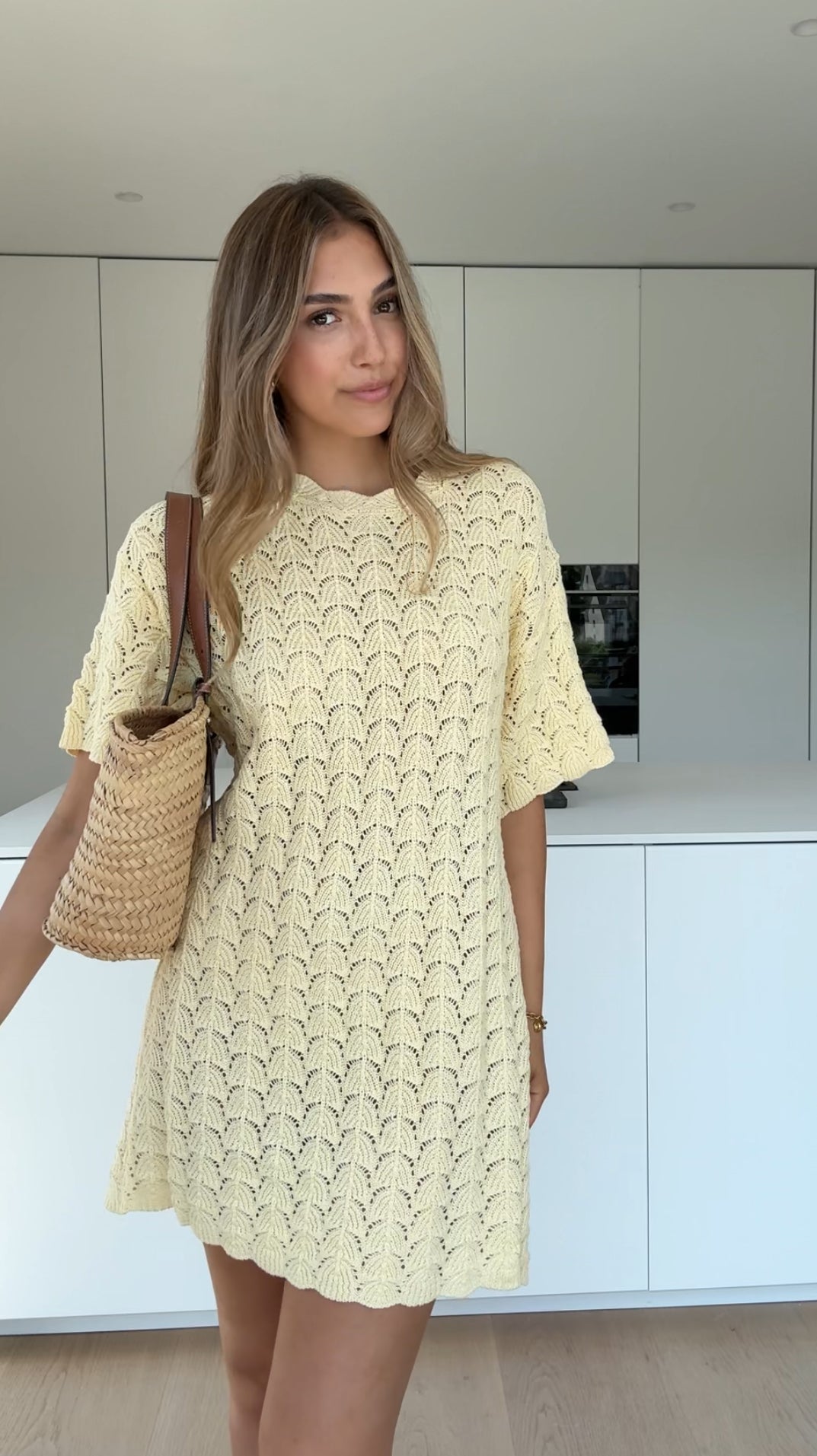 Sylvia™ | Lemon Yellow Crochet Dress