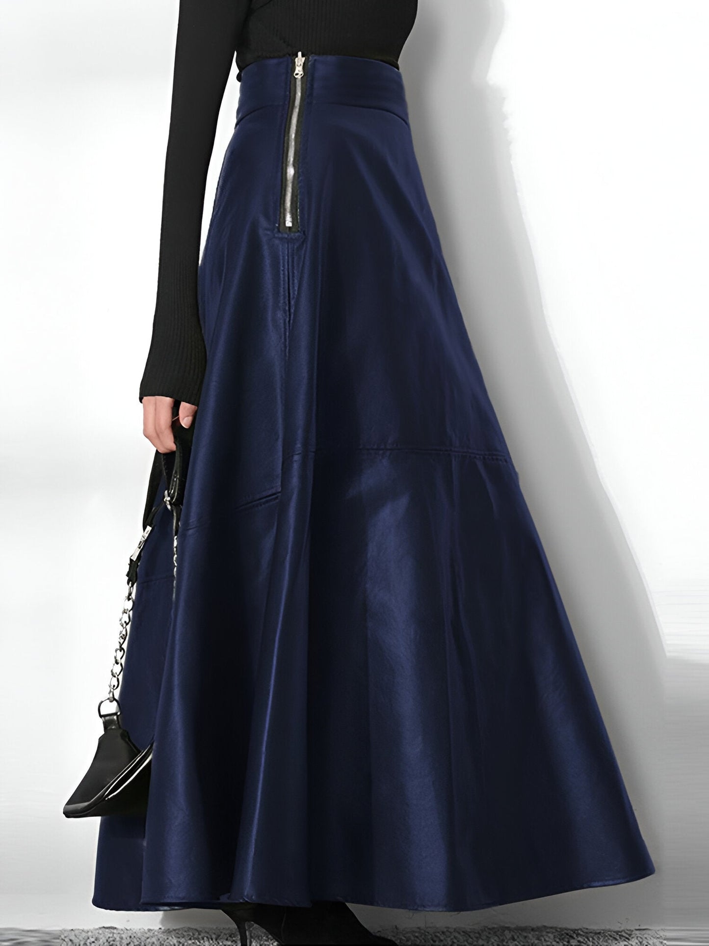 WW | Eleganter PU-Leder Maxi-Rock