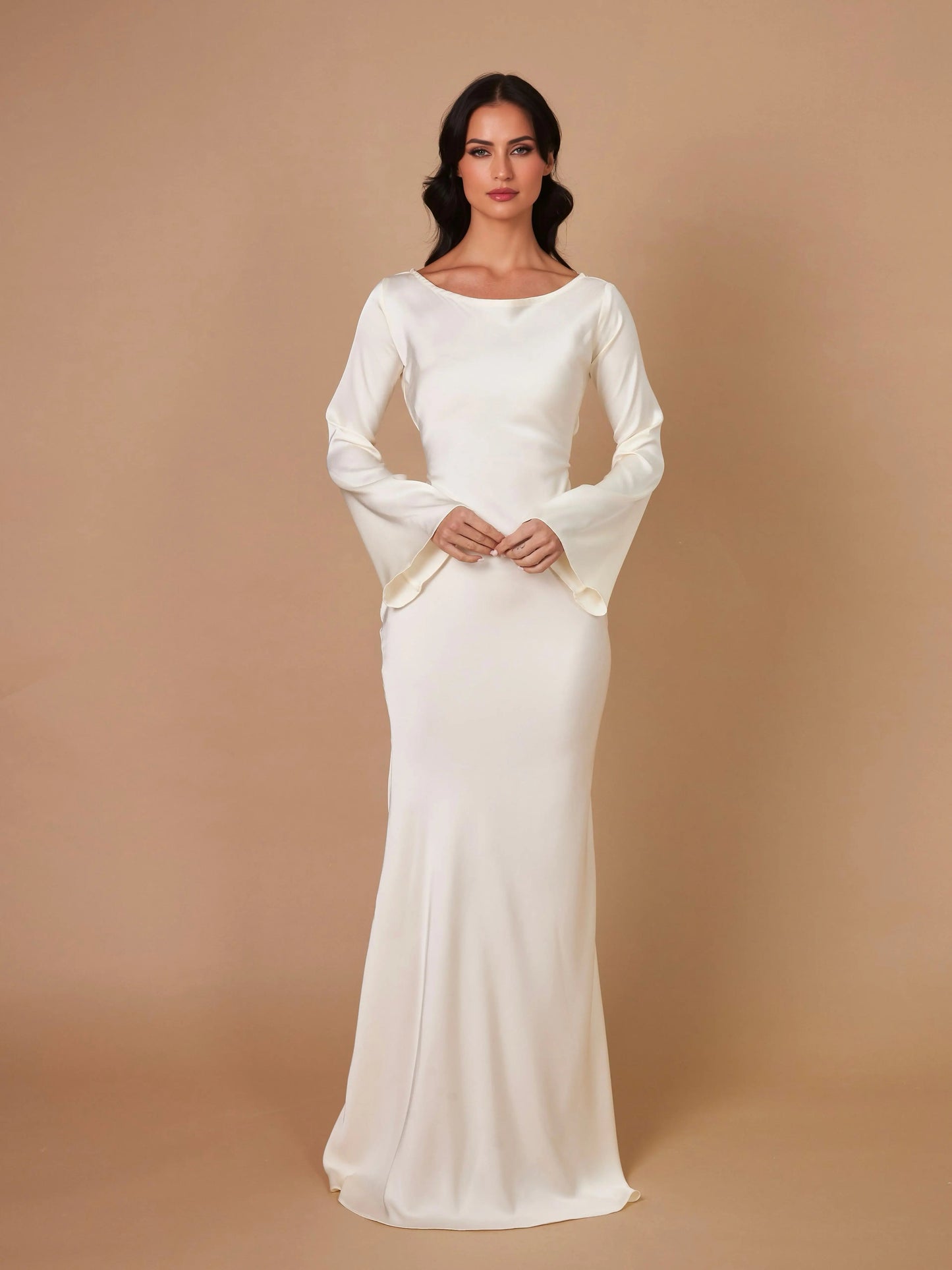 WW | Fließendes Maxi Kleid Mit Langen Ärmeln Für Damen