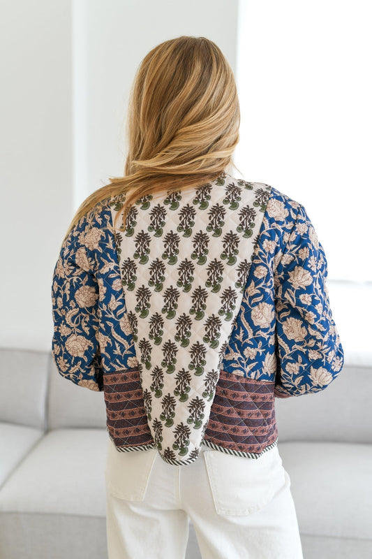 WW | Gequiltete Patchworkjacke - Navy Multi