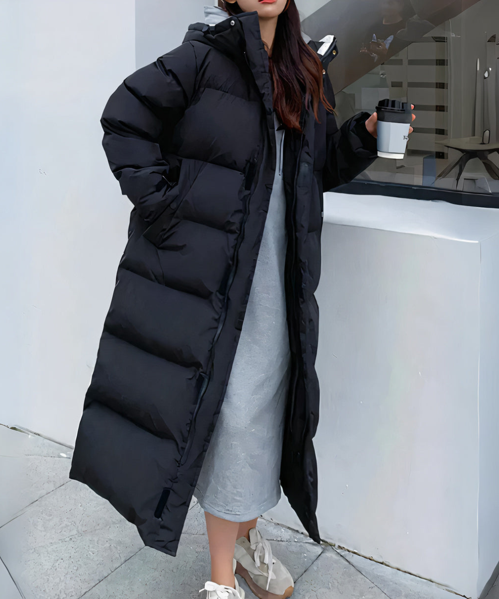 WW | Lange Daunenjacke Mit Fester Kapuze Für Frauen