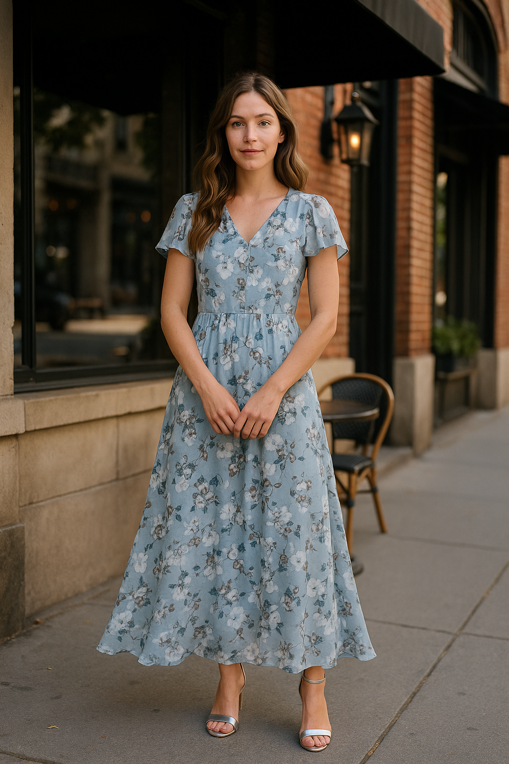 Floral V-neck maxi dress