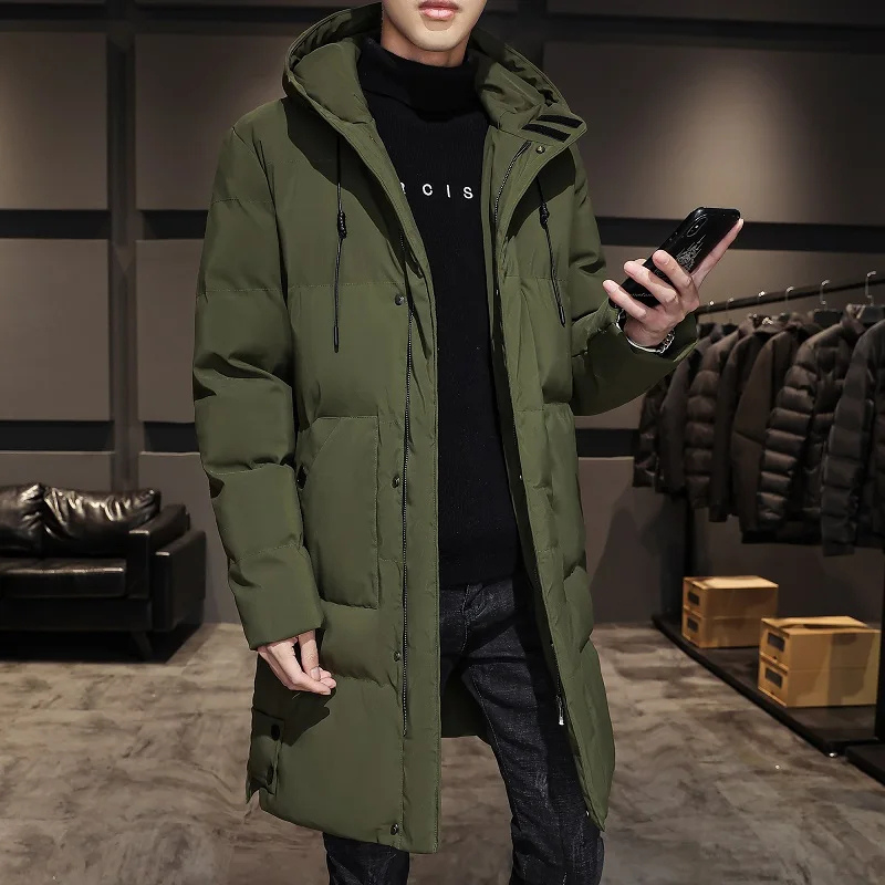 WW | Men's Winter Coat Long Windproof with Pockets
