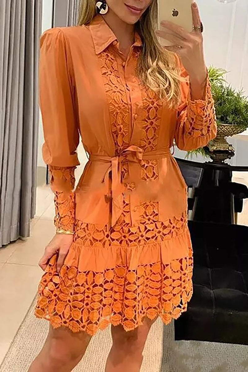 WW | Eine Schüssel für Mich Selbst Spitzen Patchwork Shirt Kleid