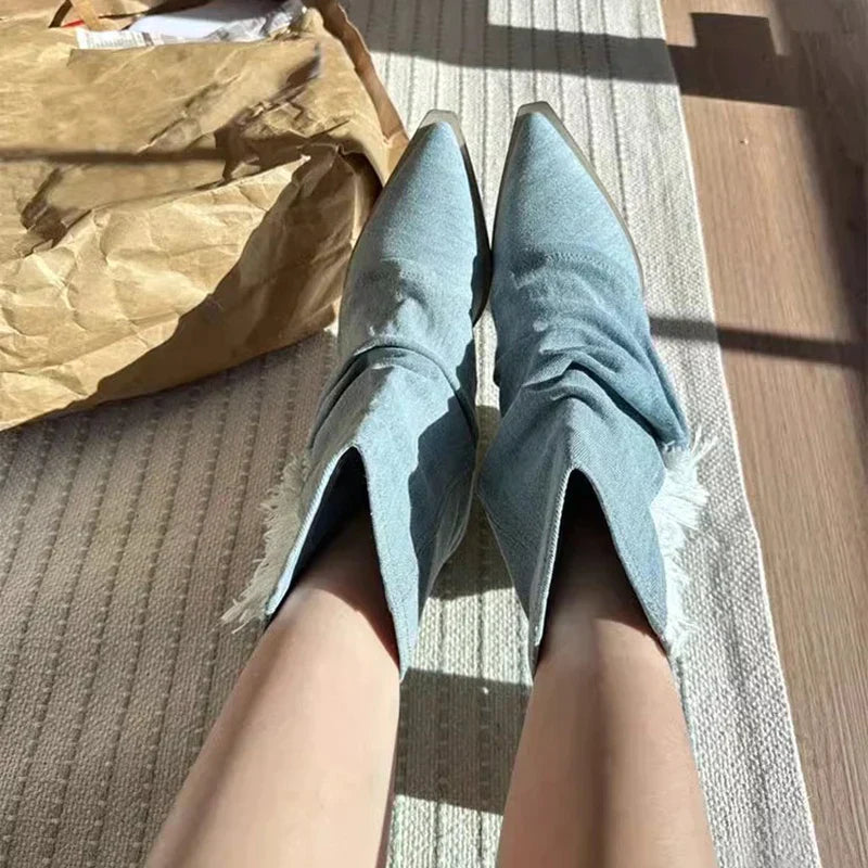 WW | Blue Denim Thigh High Boots