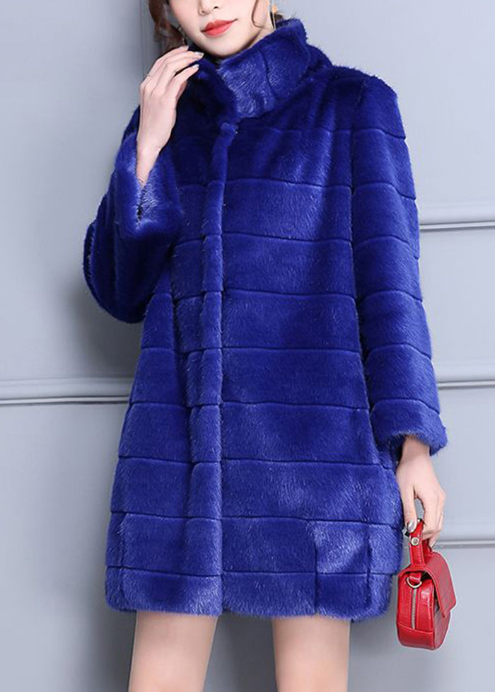 WW | Blue Oversized Warm Fuzzy Fur Fluffy Coats Winter