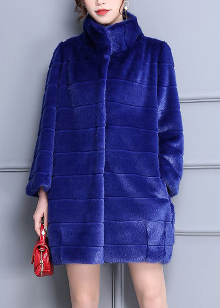 WW | Blue Oversized Warm Fuzzy Fur Fluffy Coats Winter
