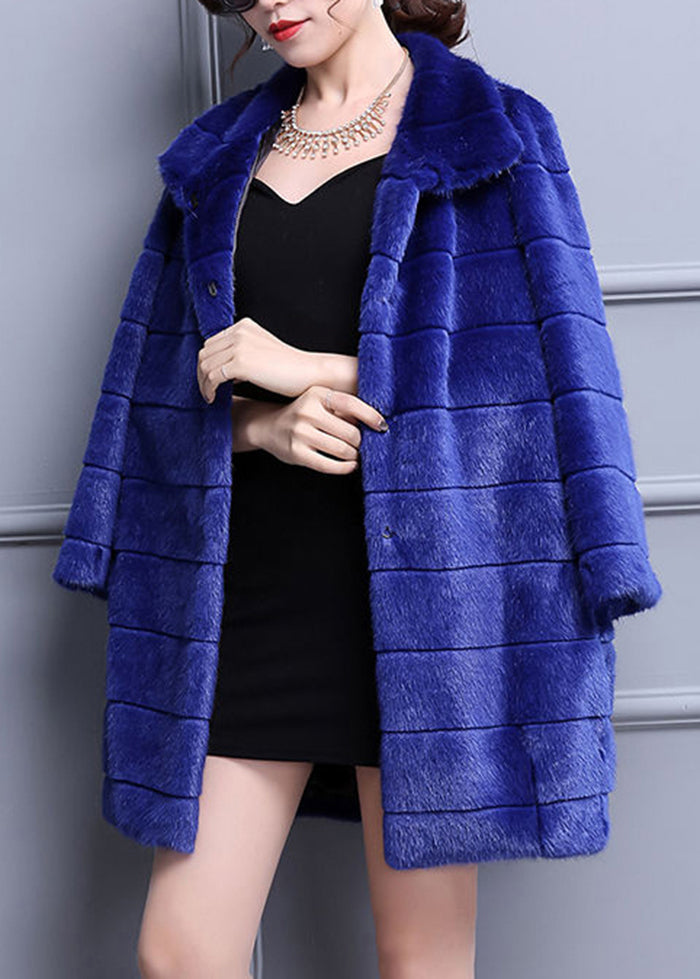 WW | Blue Oversized Warm Fuzzy Fur Fluffy Coats Winter