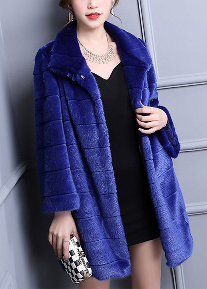 WW | Blue Oversized Warm Fuzzy Fur Fluffy Coats Winter