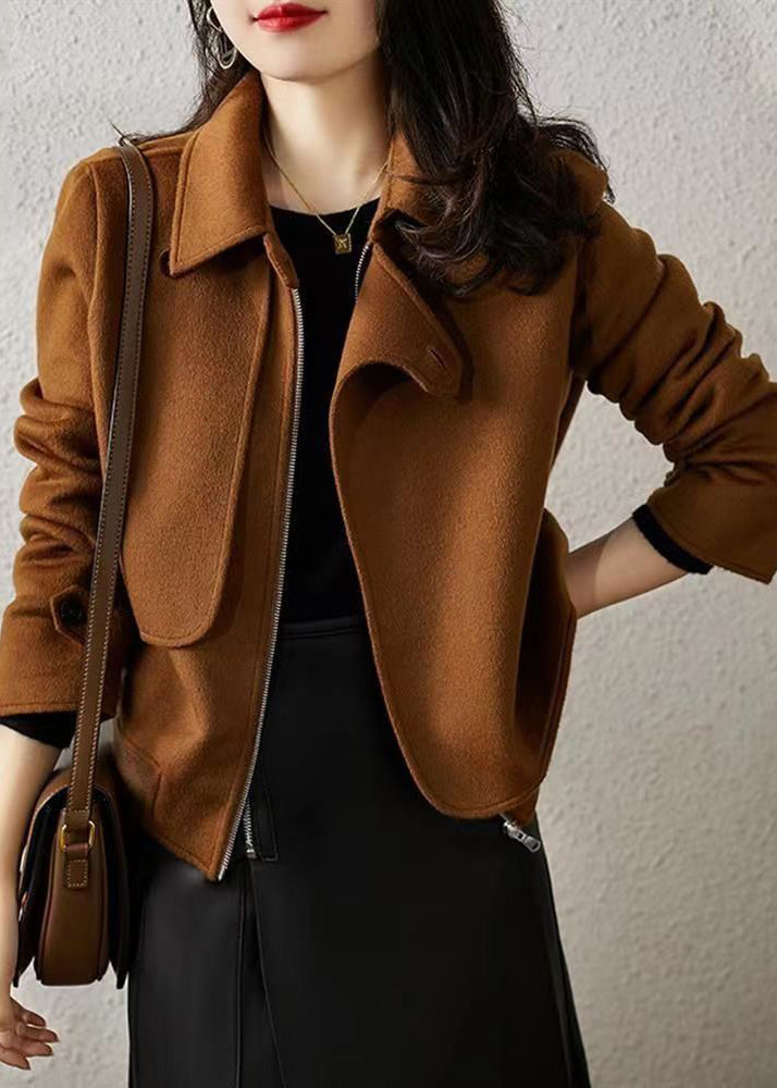 WW | Chocolate Asymmetrical Patchwork Wool Coats