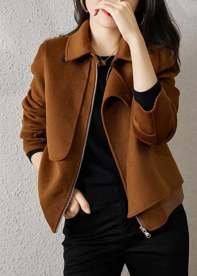 WW | Chocolate Asymmetrical Patchwork Wool Coats