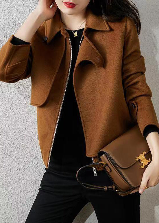 WW | Chocolate Asymmetrical Patchwork Wool Coats