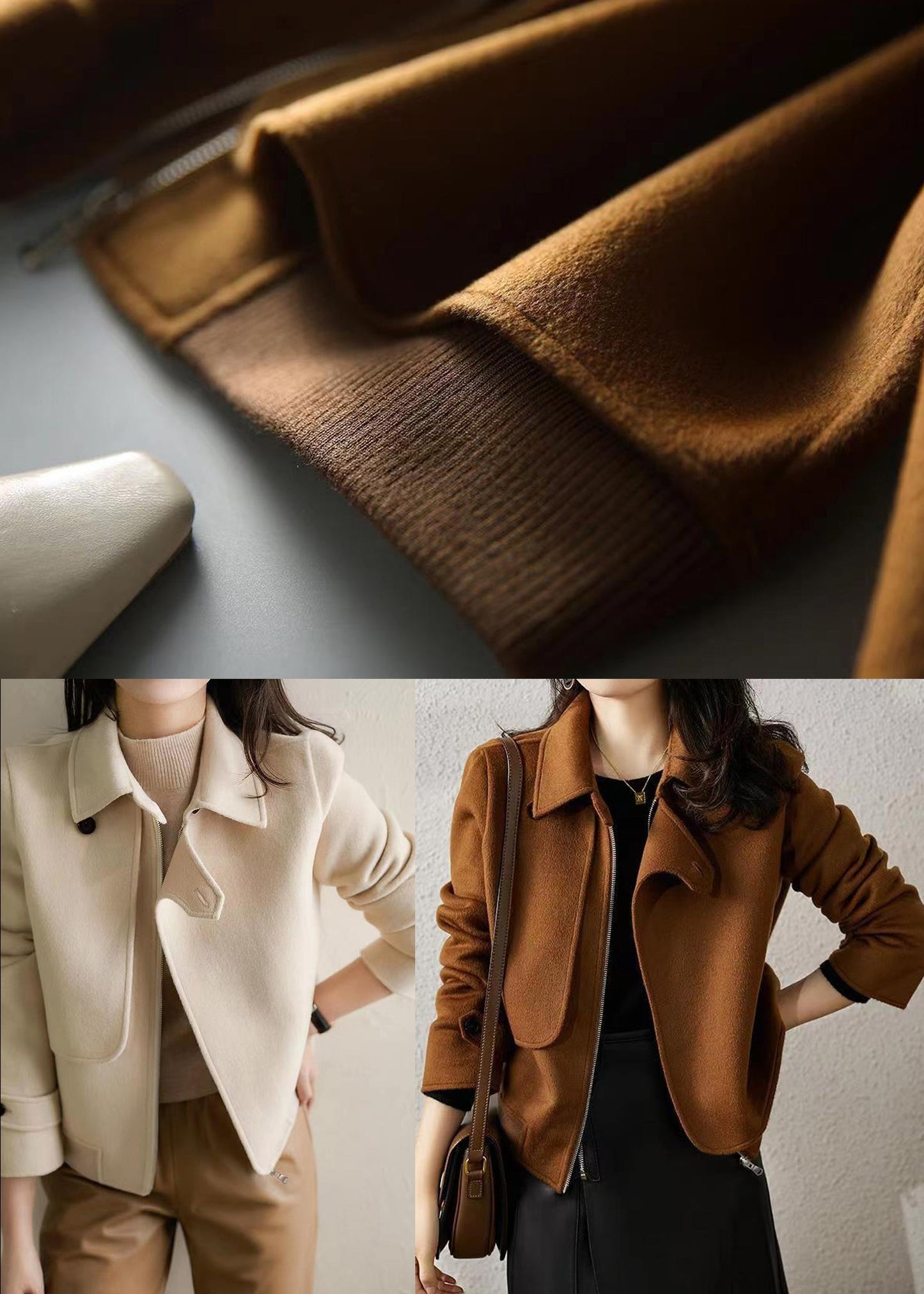 WW | Chocolate Asymmetrical Patchwork Wool Coats