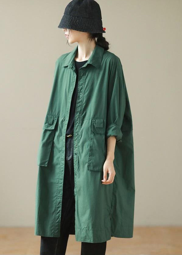WW | Green Oversized Large Pocket Cotton Coats