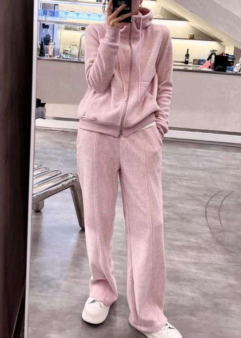 WW | Grey Hooded Cape and Straight Trousers Two-Piece Set Long Sleeve