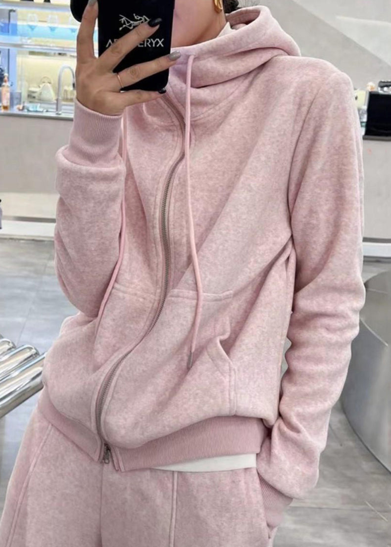 WW | Grey Hooded Cape and Straight Trousers Two-Piece Set Long Sleeve