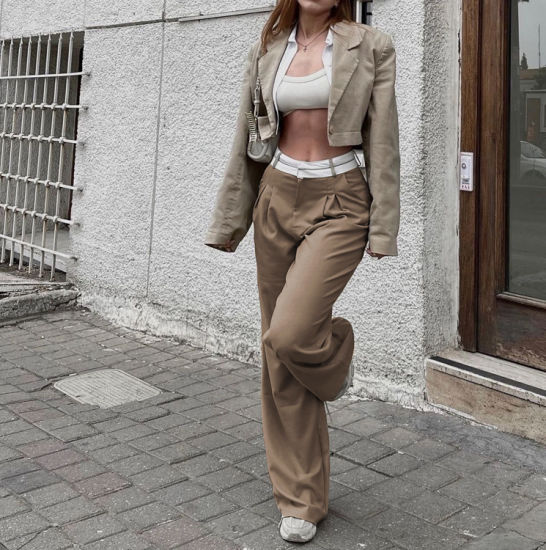 WW | Fashion High-Waisted Straight Trousers