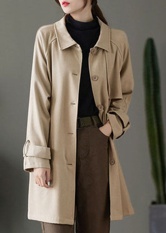 WW | Khaki Knopf Peter Pan Kragen Taschen Trenchcoats