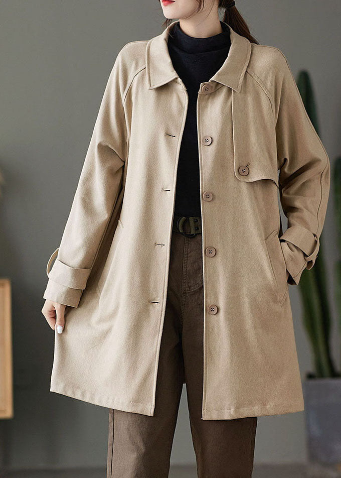 WW | Khaki Knopf Peter Pan Kragen Taschen Trenchcoats