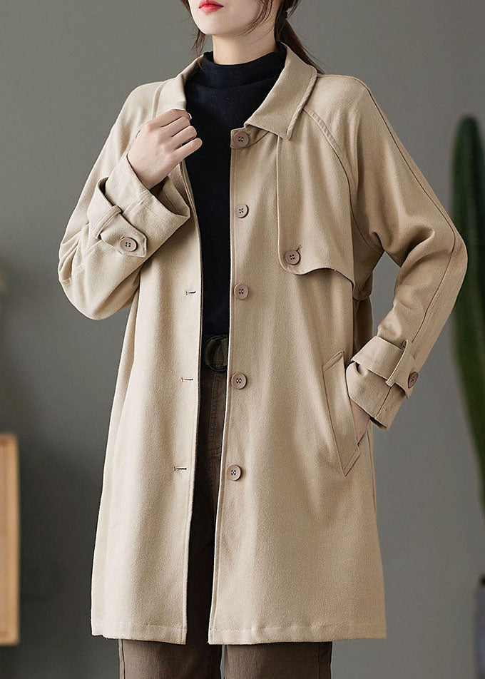 WW | Khaki Button Peter Pan Collar Pockets Trench Coats