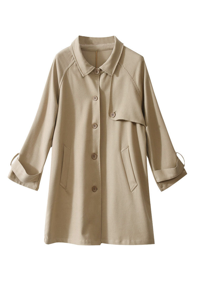 WW | Khaki Knopf Peter Pan Kragen Taschen Trenchcoats