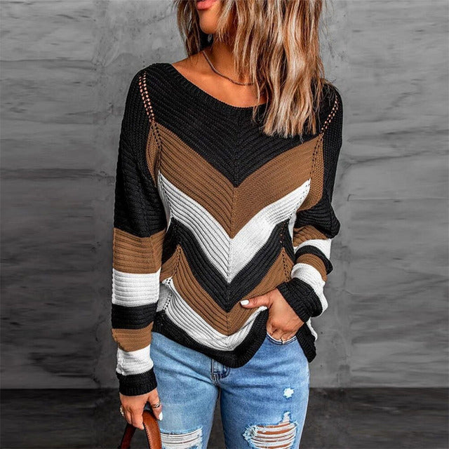 WW | Gestreifter Pullover mit Patchwork