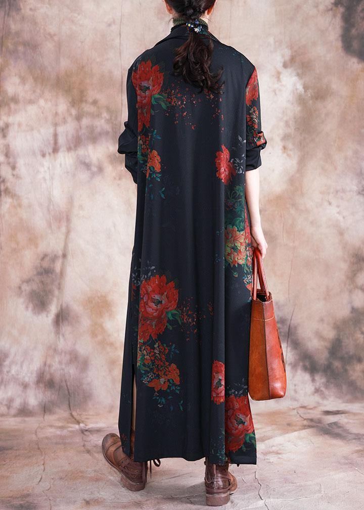 WW | Plus Size Maxi Mantel Trenchcoats Rote Drucke Übermantel