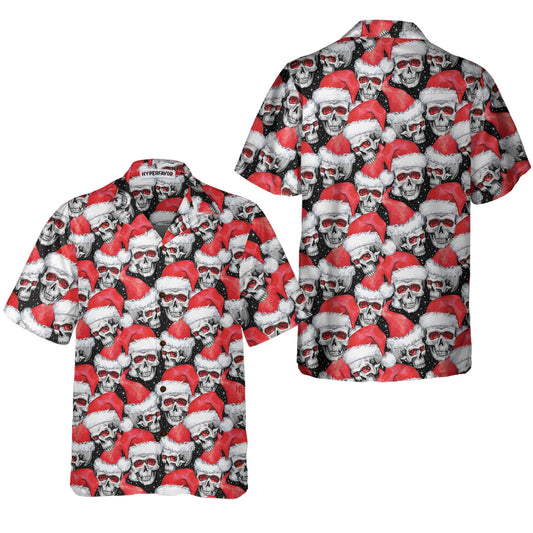 WW | Fashionable Christmas Skull Hawaiian Shirt, Cool Christmas Hawaiian Shirt