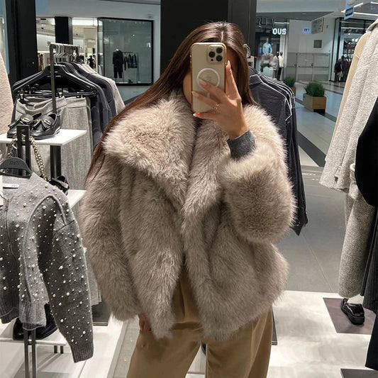 WW | Pelzjacke Warme, Flauschige Winterjacke Aus Kunstpelz für Damen