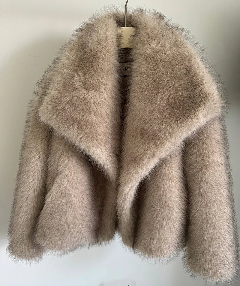 WW | Pelzjacke Warme, Flauschige Winterjacke Aus Kunstpelz für Damen