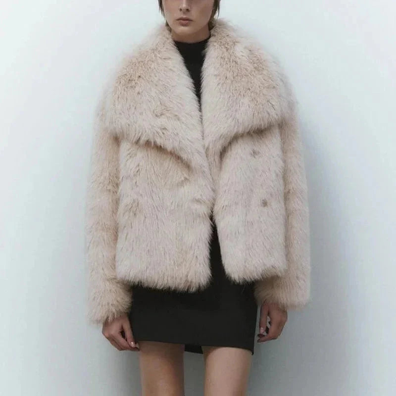 WW | Pelzjacke Warme, Flauschige Winterjacke Aus Kunstpelz für Damen