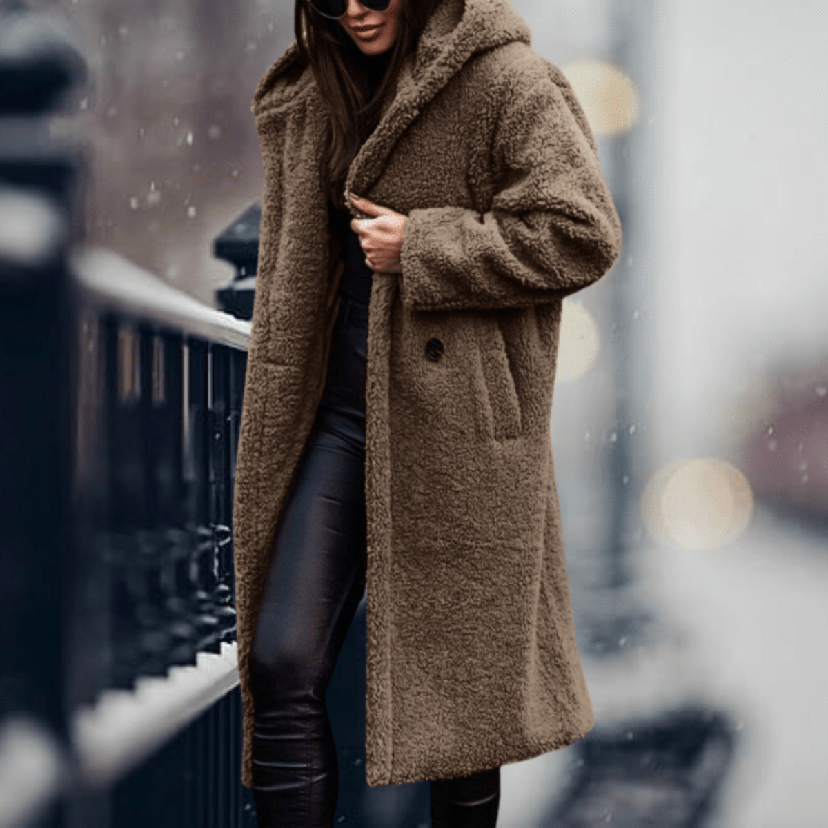 WW | Faux Fur Gefütterte Jacke mit Kapuze Für Frauen