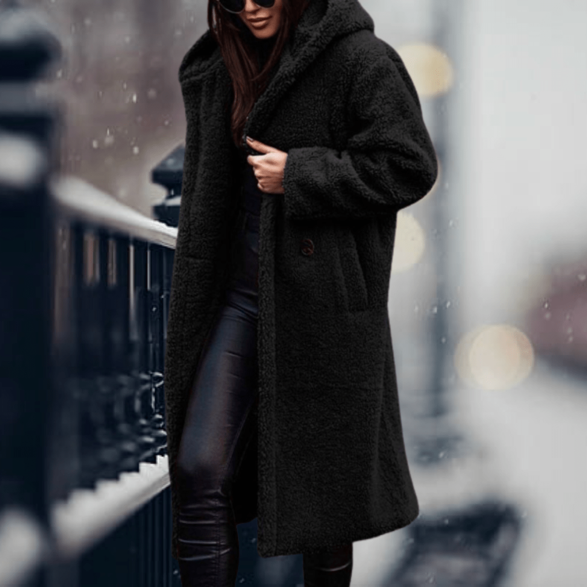 WW | Faux Fur Gefütterte Jacke mit Kapuze Für Frauen
