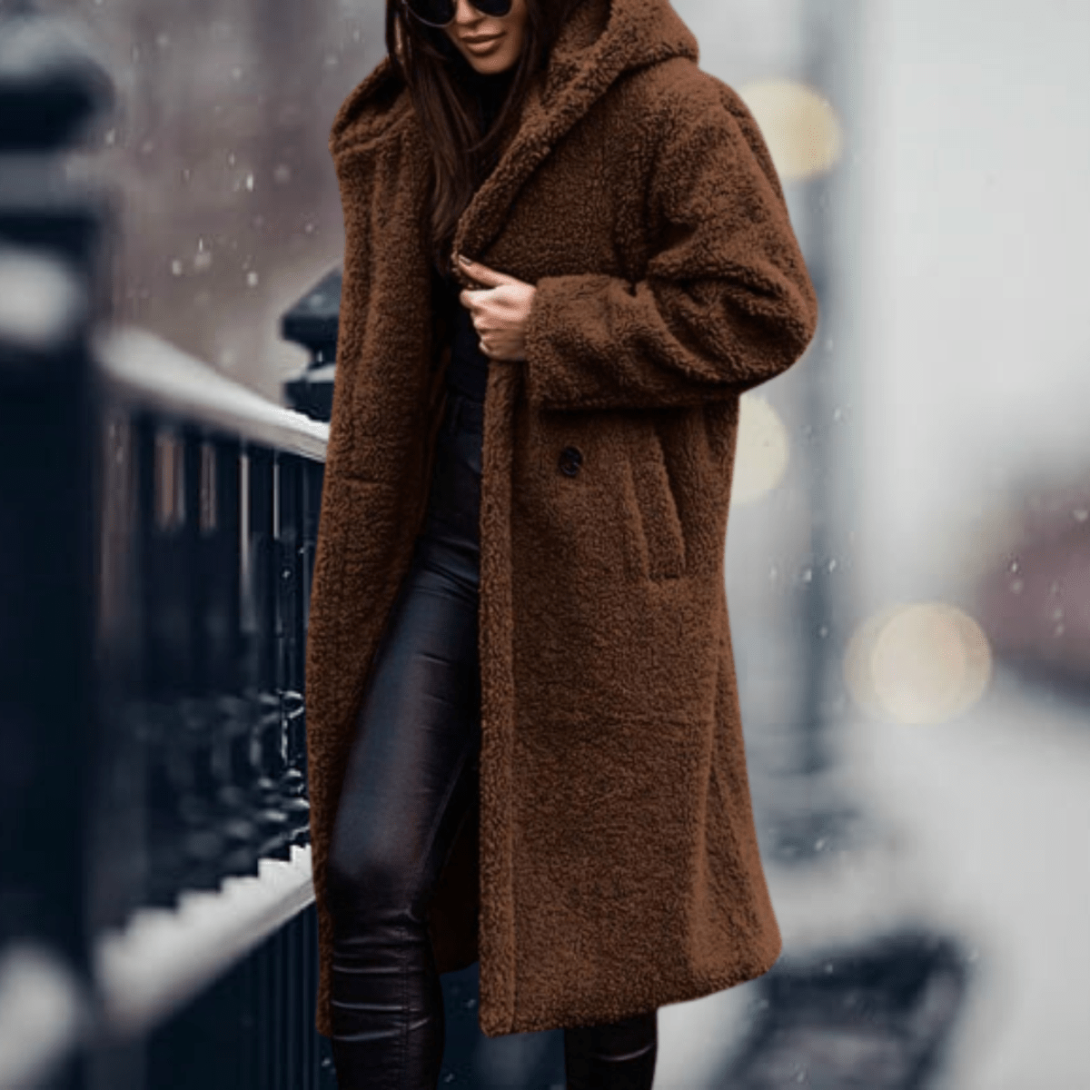 WW | Faux Fur Gefütterte Jacke mit Kapuze Für Frauen