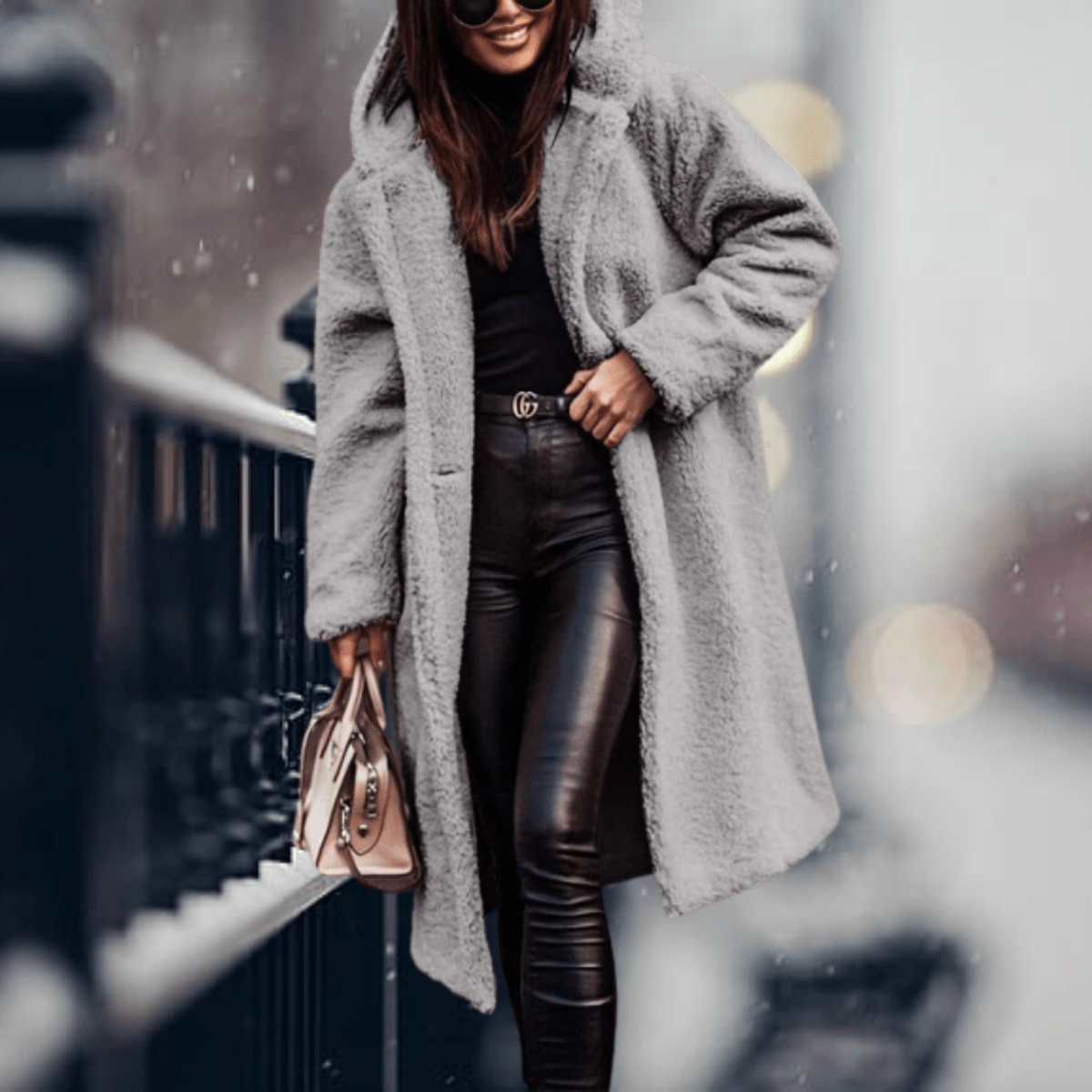 WW | Faux Fur Gefütterte Jacke mit Kapuze Für Frauen