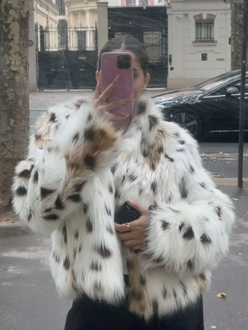 WW | Jacke Leopard Kurz Fluffy Jacke Frauen Winterjacke