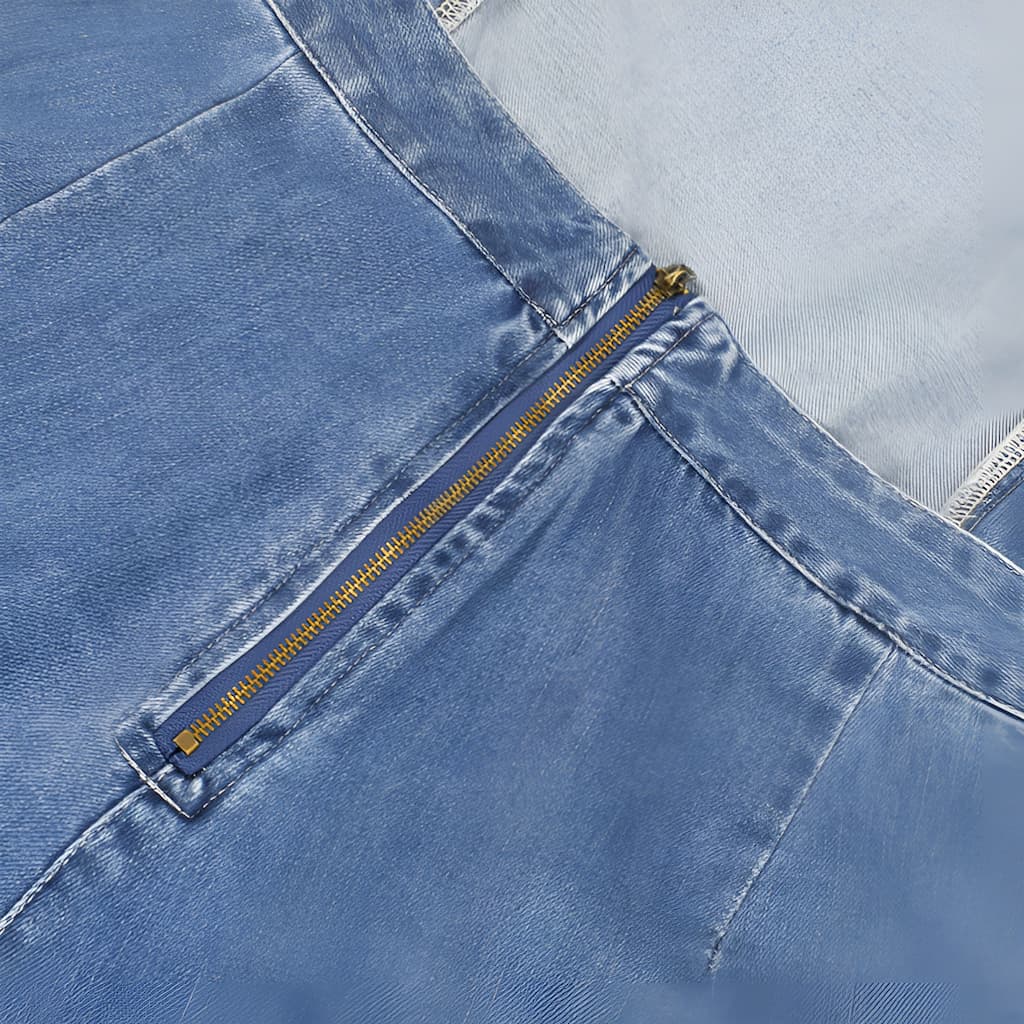 DenimDynasty™ - Open-Back Denim Jumpsuit