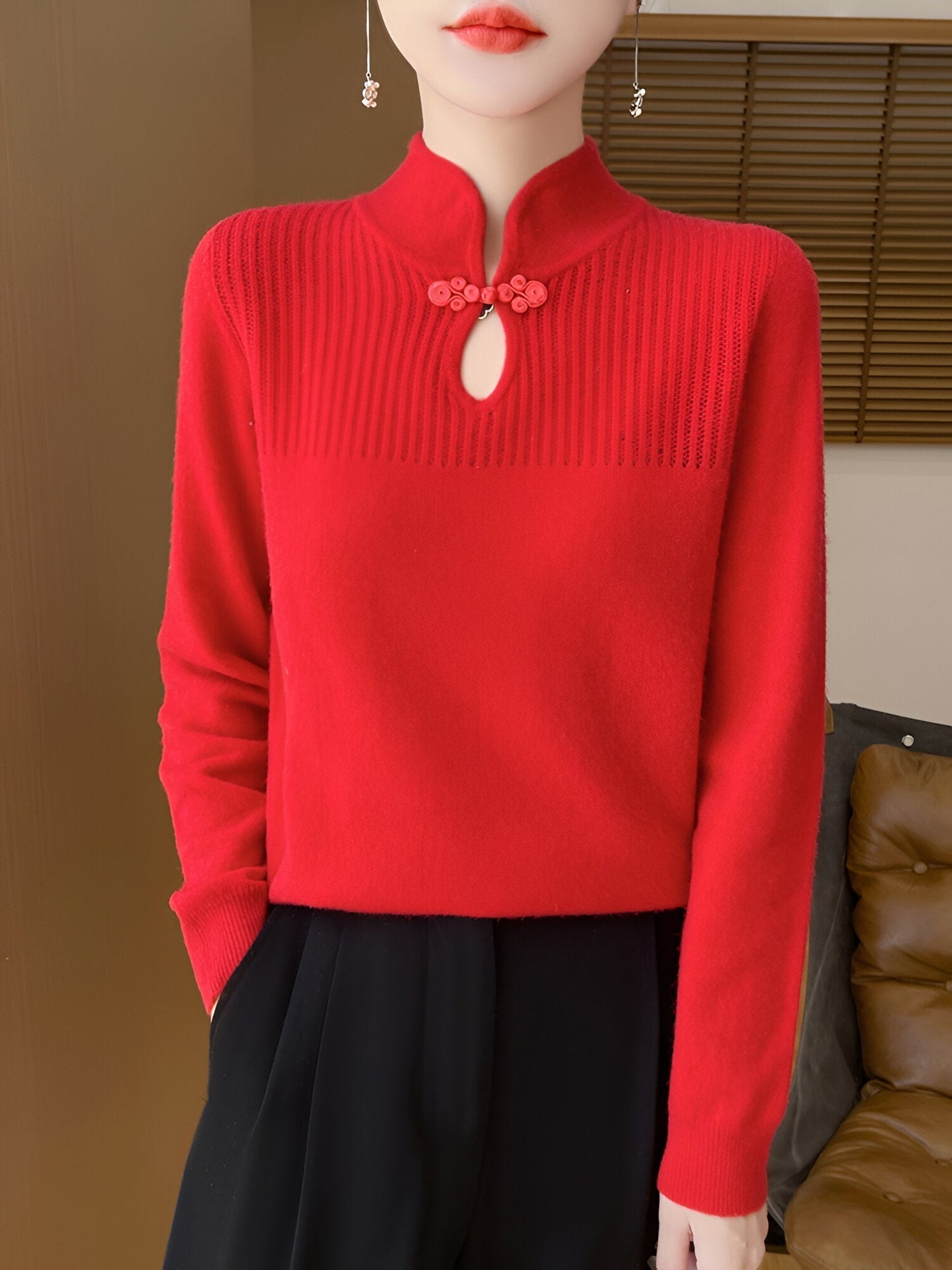 WW | Elegant Chinese Style Merino Wool Pullover