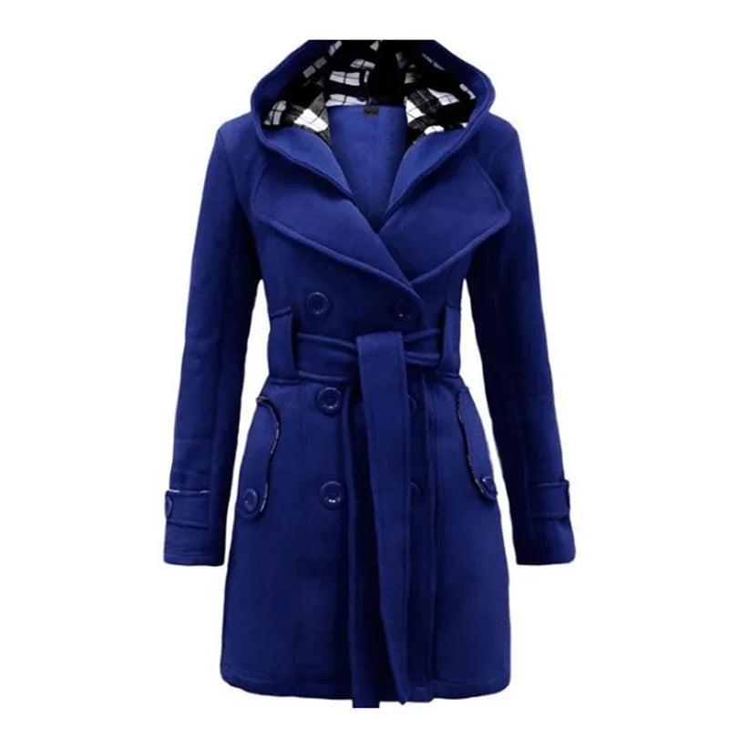 WW | Warm Women's Trench Coat Winter Jacket with Hood
