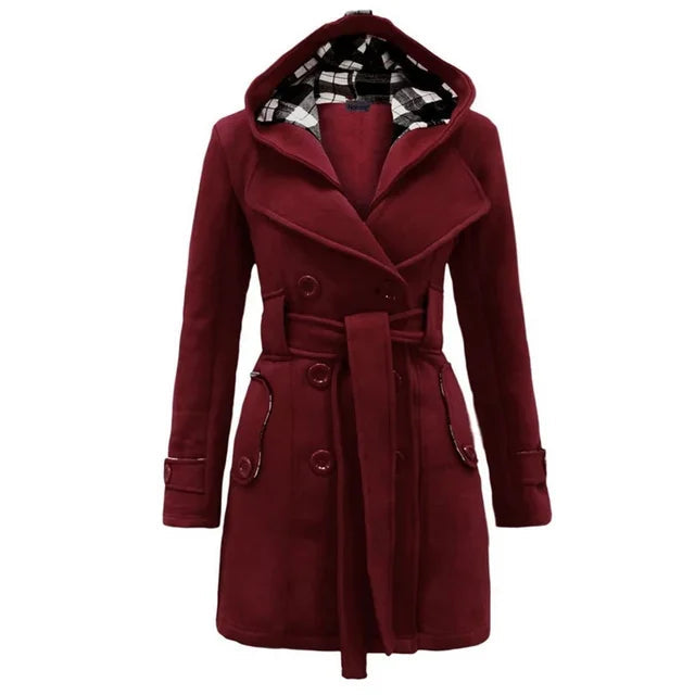 WW | Warm Women's Trench Coat Winter Jacket with Hood